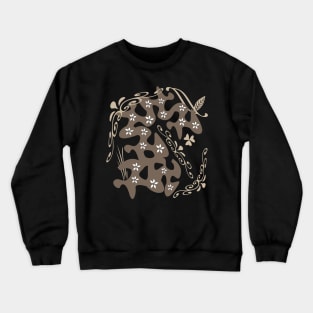 Abstract Floral in Brown Crewneck Sweatshirt